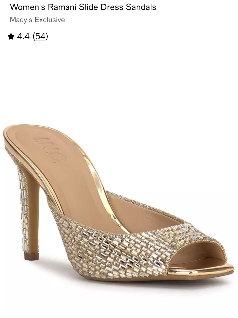INC International Concepts Gold Glitter Open-Toe High Heel Mules